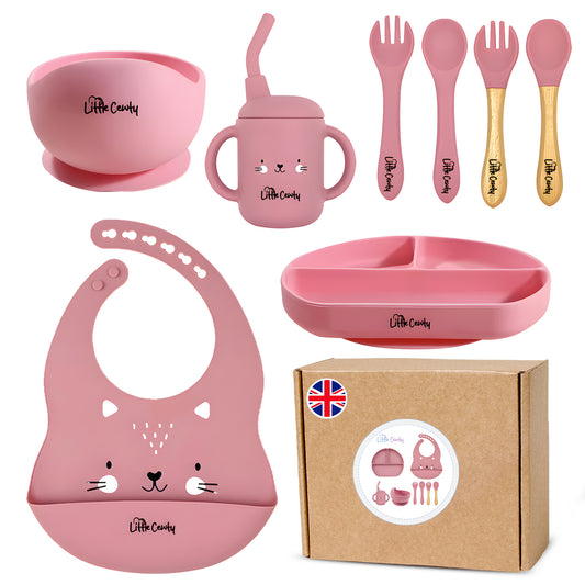Little Cewty Pink 8Pcs Baby Feeding Set