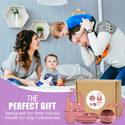 Little Cewty Pink 8Pcs Baby Feeding Set
